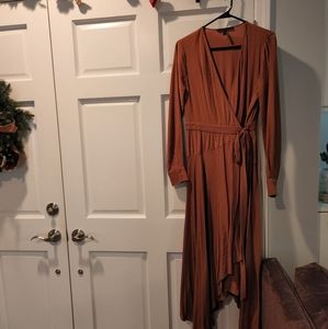 Bcbg brown wrap around dress GUC sz small